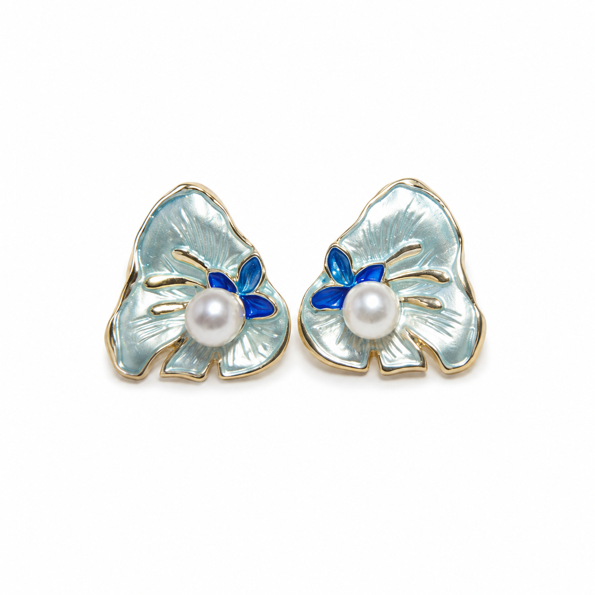 Vistaras Blue Korean Enamel Stud Earrings
