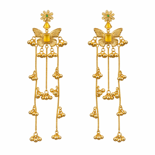 Vistaras Butterfly Kashmiri Jhumka Earrings – Yellow