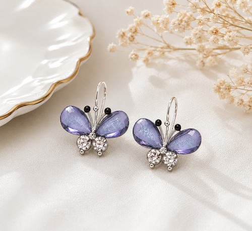 Vistaras Butterfly Crystal Hoop Earrings