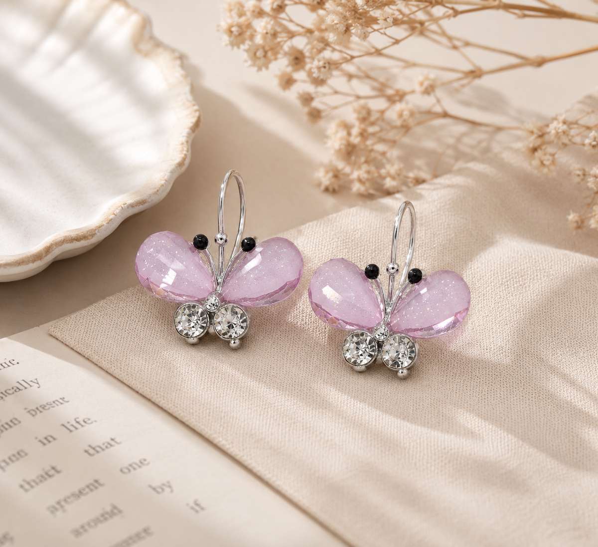 Vistaras Butterfly Crystal Hoop Earrings