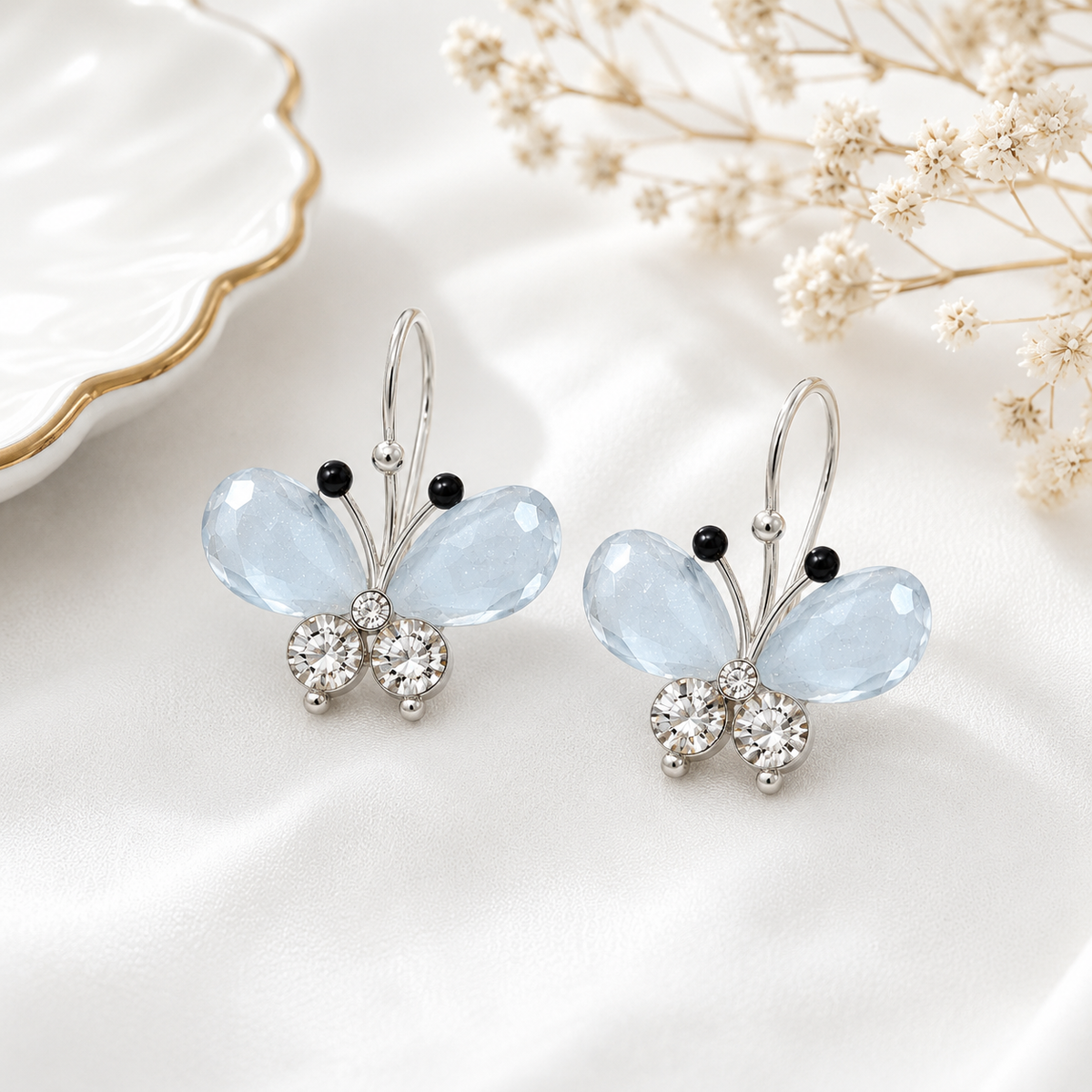 Vistaras Butterfly Crystal Hoop Earrings